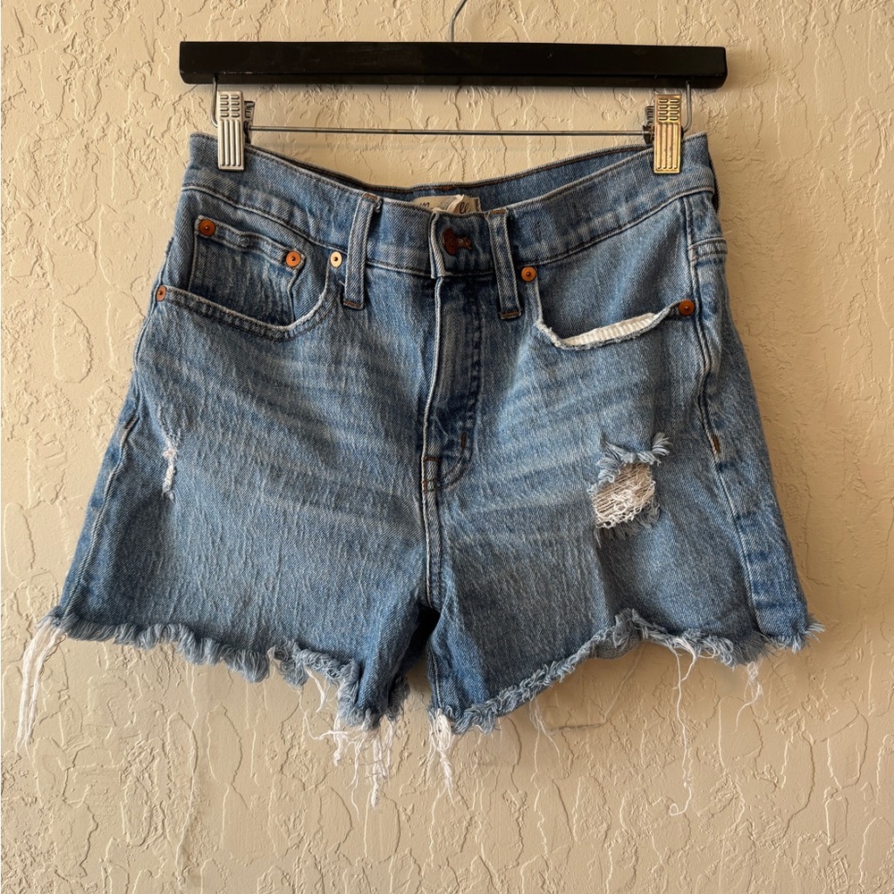Madewell Light Blue Distressed Jean Shorts